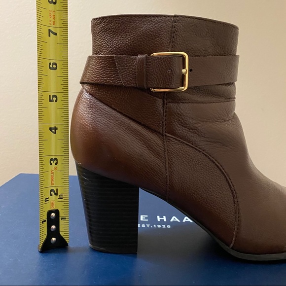 COLE HAAN Leather Ankle Bootie, Brown, 9 - Picture 14 of 16